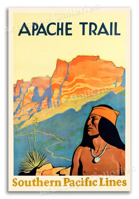 Apache Trail - Southern Pacific Lines 1920s Vintage Style Travel Poster - 20x30