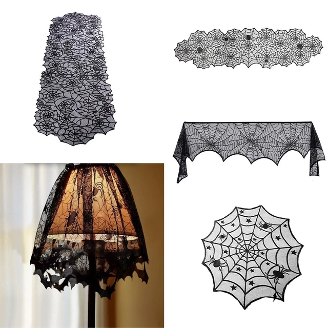 Tavolo in pizzo a tema Halloween design senza cuciture con ragnatele nere