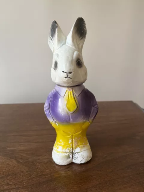 Vintage Chalkware Easter Bunny CANDY CONTAINER 7" Rare