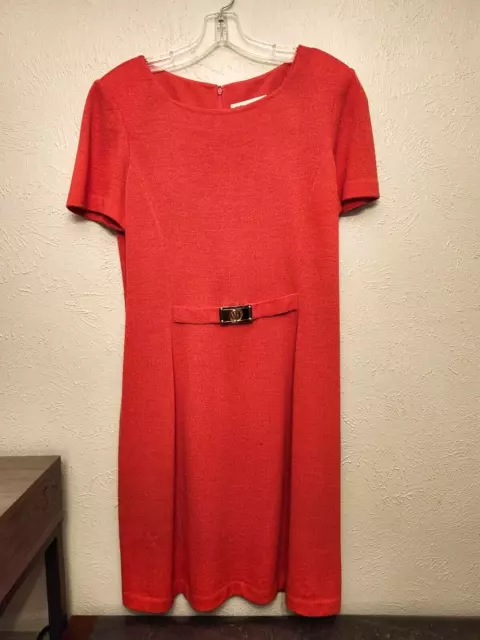 St John Collection Executive Career Milano Red Knit Dress sz  10