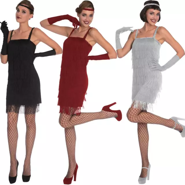 Adults Ladies Flapper Fancy Dress Costume 20s 30s Charleston Great Gatsby Jazz