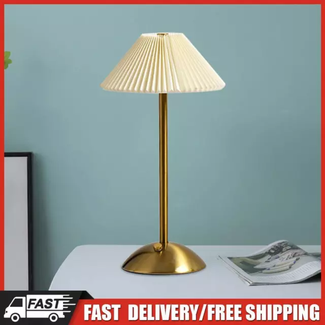Lampada da tavolo decorativa con ombrello a pieghe paralume per camera da letto (beige marrone)