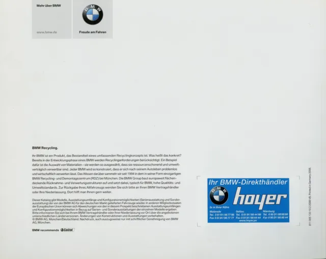 BMW X6 Prospekt 2008 D brochure prospectus catalogue 811 005 133 10 2 2008 2