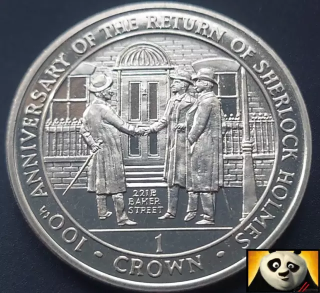 1994 GIBRALTAR 1 One Crown Return of Sherlock Holmes 221B Baker Street Coin