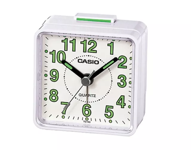 Casio TQ-140-7D Small White Travel Neobrite Display Analog Alarm Clock TQ-140