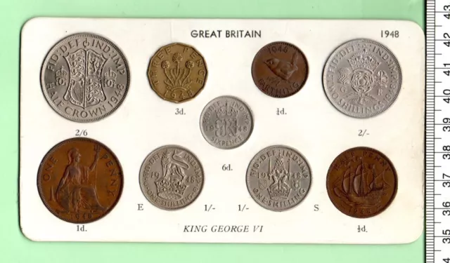 1948 King George Vi Royal Mint Genuine Eight Coin Carded Year Set  (Cn-918)