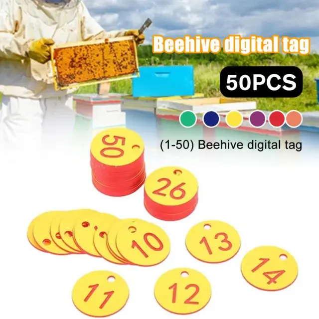 Round Numbered Label Farm Beehive Tag Beekeeping Box Livestock` Sequential R9N4