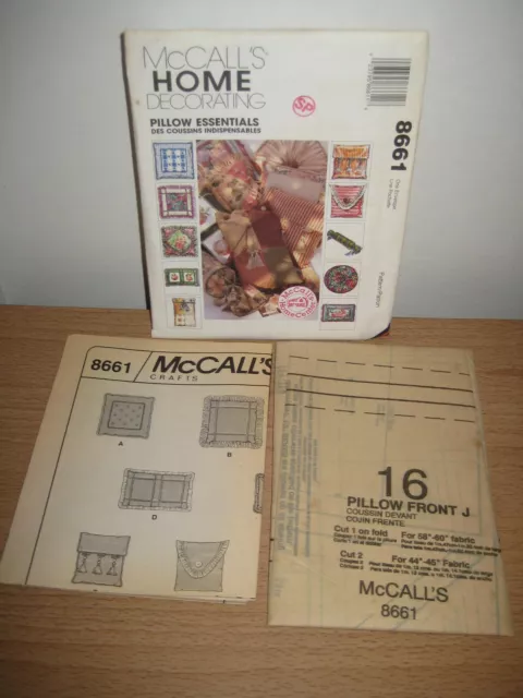 Mccalls 8661 Home Decorating Pillow Essentials 11 Designs Round Roll Square