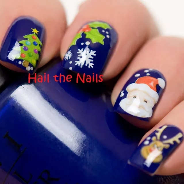 Christmas Nail Wraps Water Transfers Decal Nails Art Santa Snow Reindeer K067