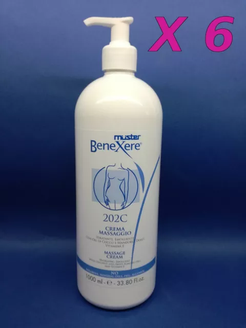 Benexere Muster Crema Masaje 202C Crema Hidratante 1000ML - 6 Piezas