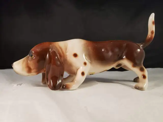Lefton Basset Hound Dog Figurine Hand Painted Porcelain Animal CUTE Vintage
