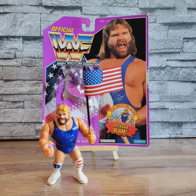 Hacksaw Jim Duggan WWF Wrestling Action-Figur Hasbro + OVP, OB, Verpackung / Rar