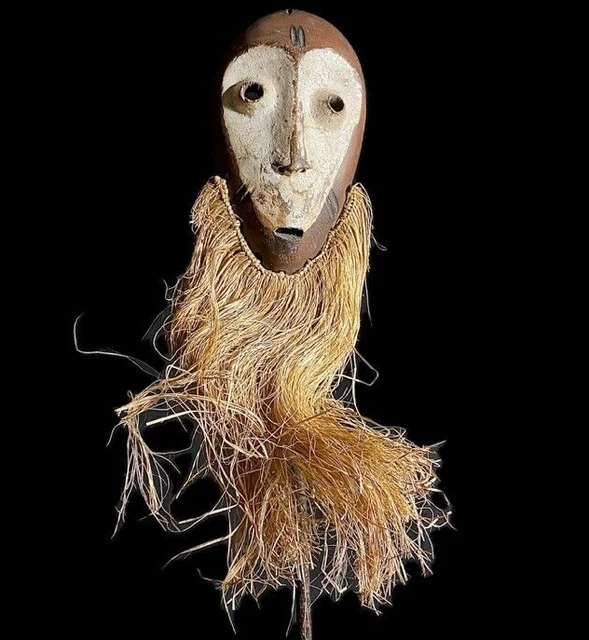 African Bwami Lega mask, which is hand-carved out of wood -8728