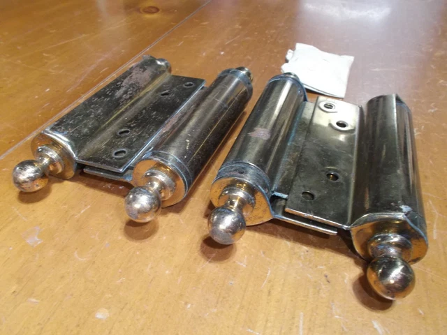 Vintage Bommer's Double Action Saloon Brass Door Hinges 5''