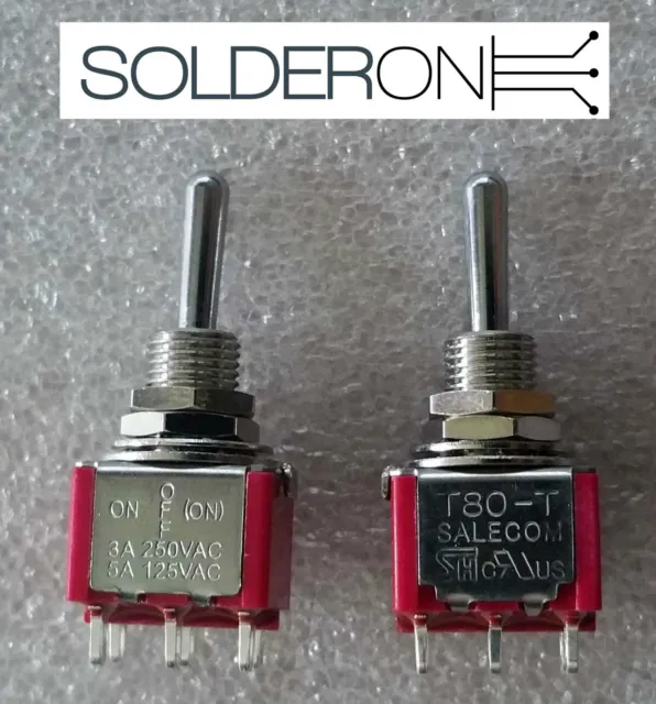 2pcs Mini Toggle Switch DPDT Centre Off Mom/Lock SALECOM S1375