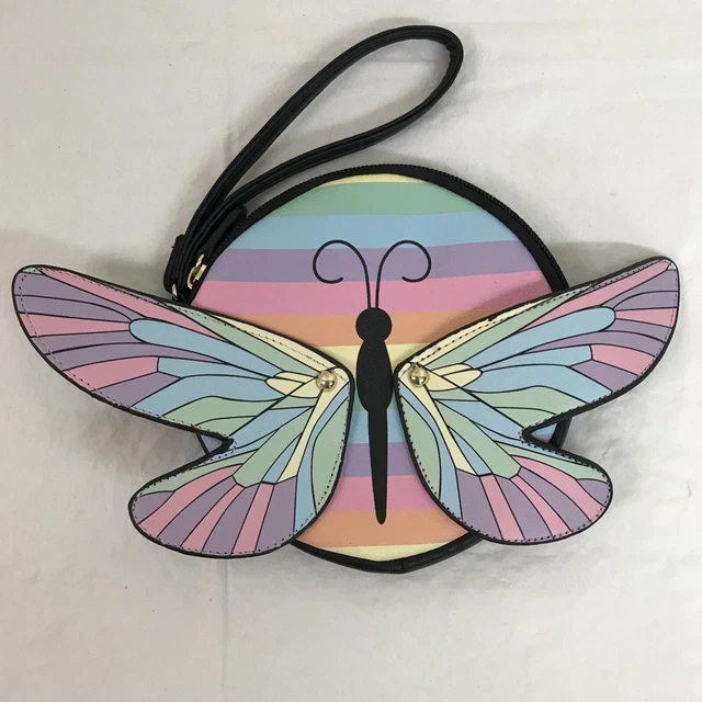Luv Betsey Johnson Dragonfly Coin Purse butterfly colorful Wristlet Make-up Bag