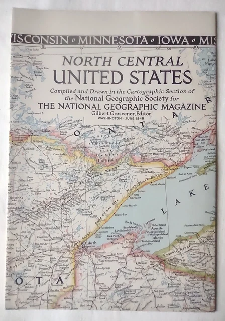 VINTAGE 1948 NATIONAL Geographic - Vintage 1948 National Geographic Map Of North Central.webp