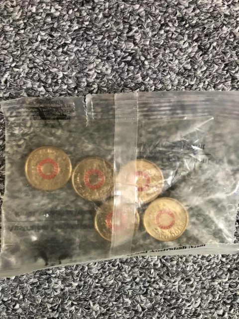 2015 $2 Two Dollars Australian Lest We Forget RED Anzac 5 Coins RAM MINT BAG