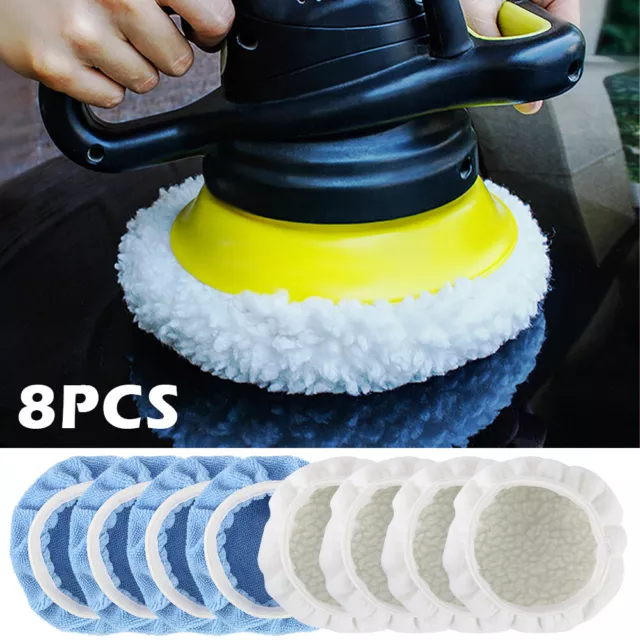 8Pack 6" Polishing Bonnet Buffer White Pads Soft Wool For Car Polisher∅150mm LU