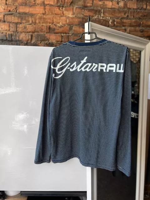 Sudadera top de manga larga a rayas con estampado grande de G-Star Raw