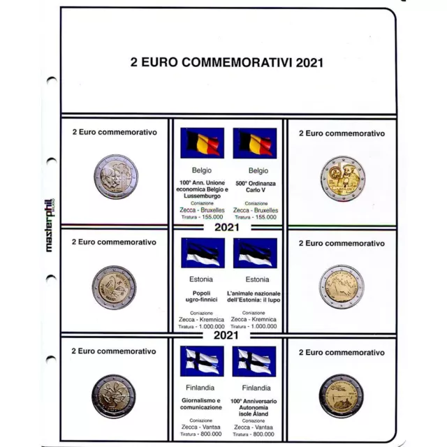 4 buste Masterphil 2 euro commemorativi 2021