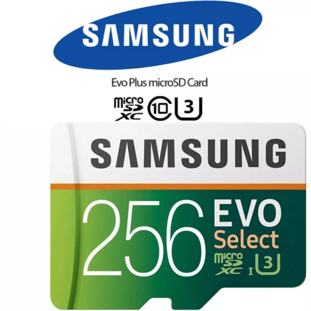 Samsung EVO Select 256GB microSD SDXC U3 Class 10 A1 Memory Card 100MB/S Adapter