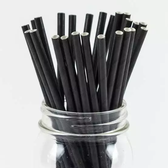 100 × Black Paper Regular Drinking Straws 20cm Long  Eco Friendly  Biodegradable