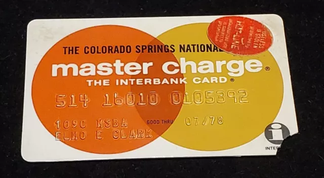 Colorado Springs Master Charge ~ Damaged Credit Card~ exp 1978 ~ our # cc2301