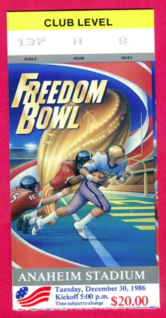 12/30/86 Freedom Bowl Football Ticket Stub-Ucla/Byu