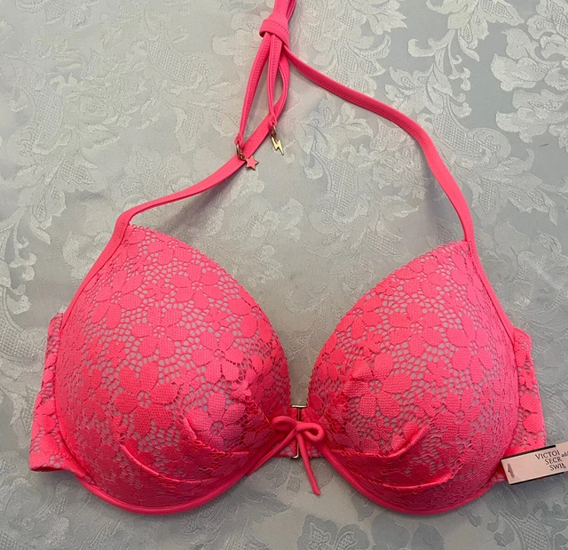 Victoria’s Secret The Fabulous 36DD Molded Push-up Padding Bikini Pink White New Victoria’s Secret The Fabulous 36DD Molded Push-up Padding Bikini Pink White New