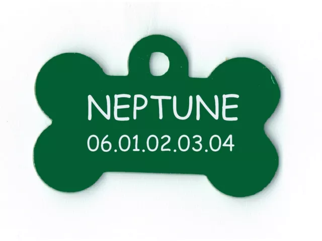 medaille gravee chien ou chat - modele petit os nunune - verte