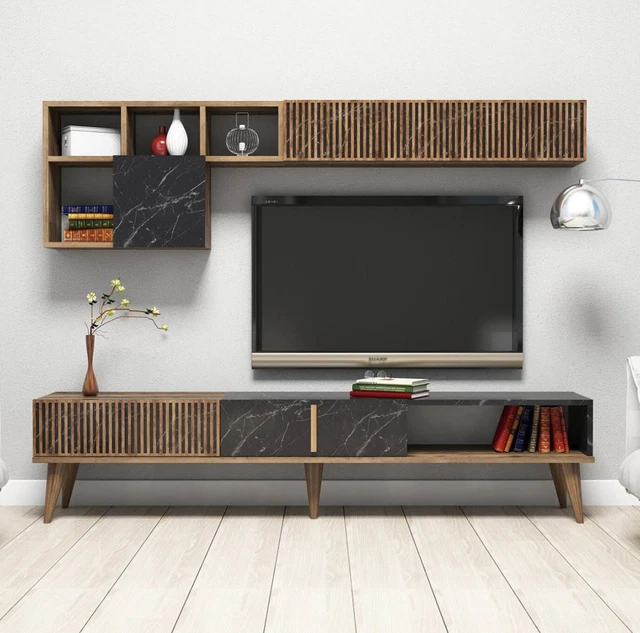 Miami- Marble black Wide Tv Stand,Entertainment Centers & TV Stand