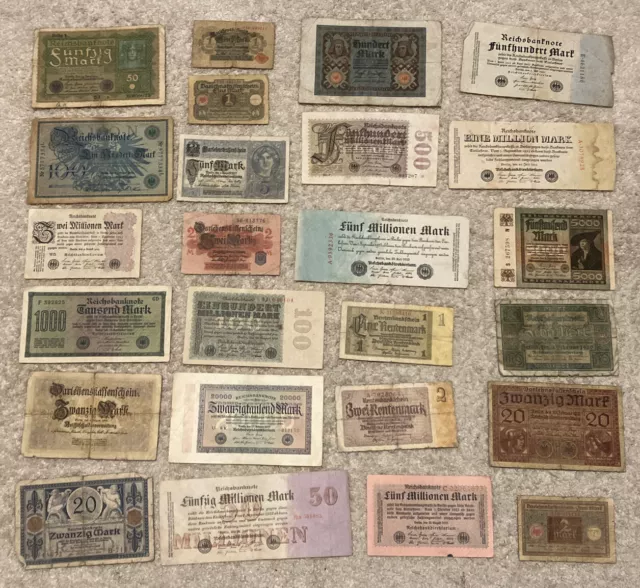 lot of 25 x Germany Banknotes. all different. collectible set.