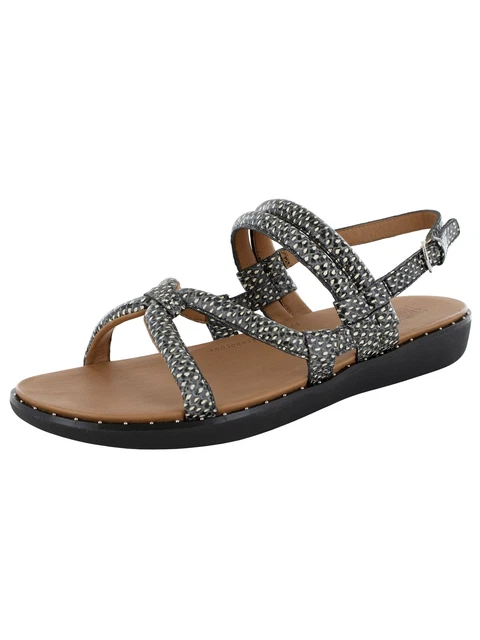 Fitflop Womens Barely Dotted-Snake Sandal Shoes, Black/White, US 9