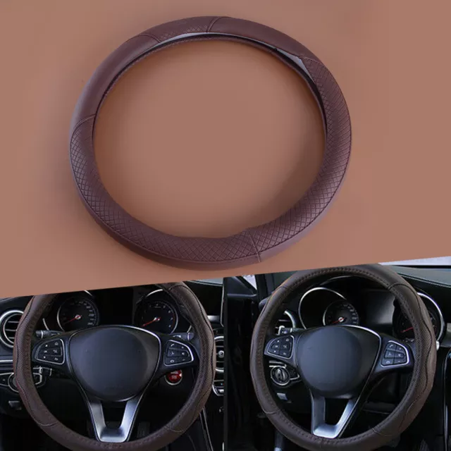 15" 38cm Universal Car Steering Wheel Cover PU Leather Grip Auto Accessory New