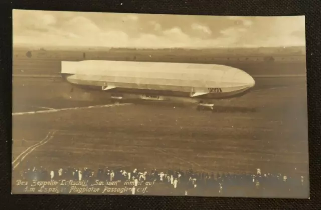 Original Photo Leipzig Sachsen Airship Port Zeppelin Blimp Airship RPPC Postcard