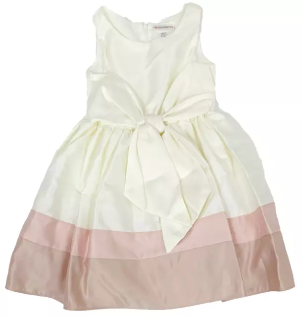 Sweet Heart Rose Dress Pearl White Bodice Pink Stripe Little Girls Dress Size 6X 3