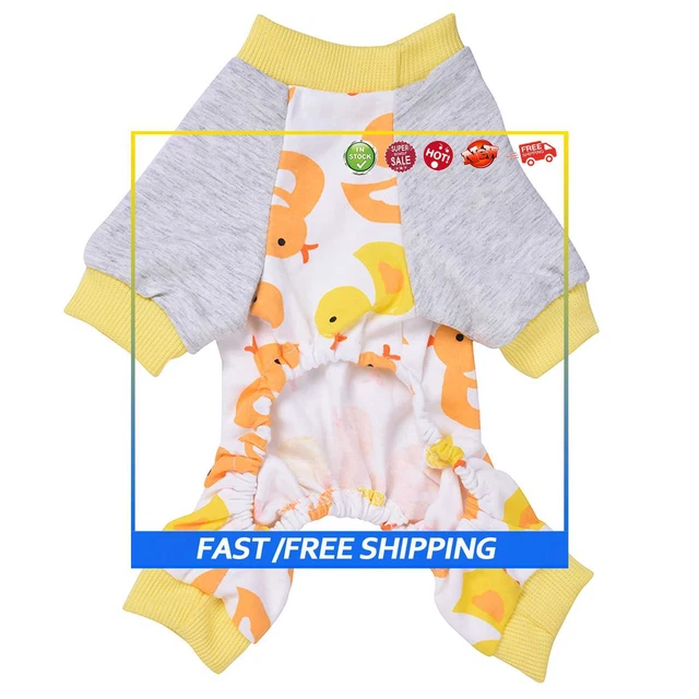 #B Pijama de algodón para perro dibujos animados de cuatro patas Hermosa ropa para mascotas (Pato M)