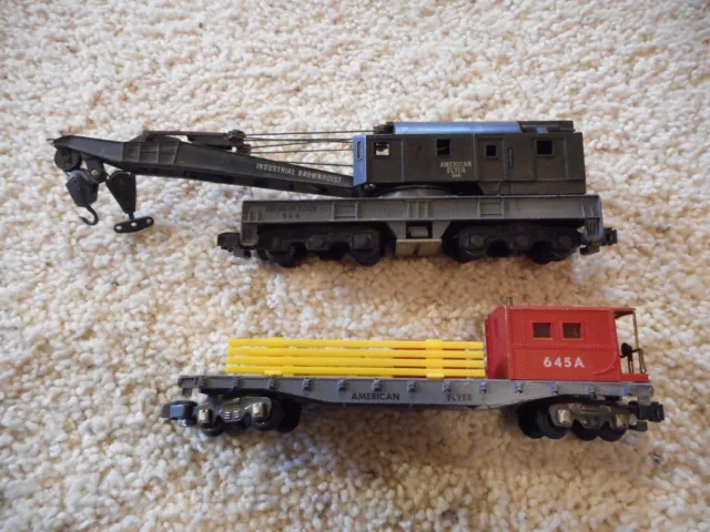 S  Guage American Flyer #944 & #645A Crane & Work Caboose Set