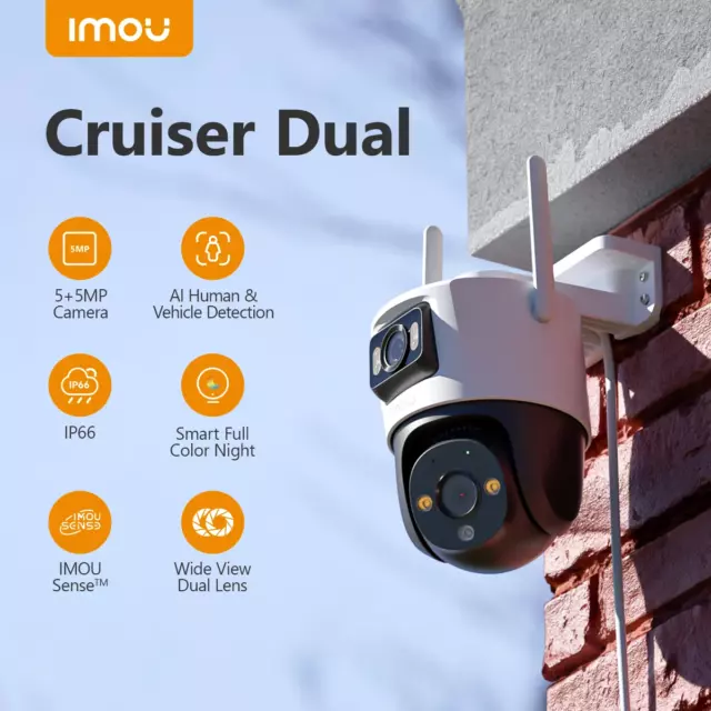 IMOU PT WiFi IP Camera Cruiser Dual 6MP 8MP 10MP Dual Lens Two-Way Talk Outdoor