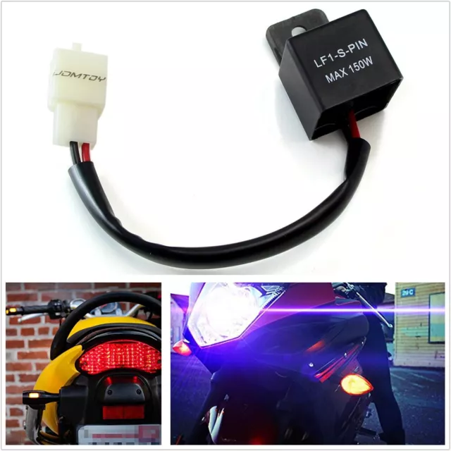 Black 150W Motorcycle 2-Pin Electronic LED Flasher Relay FIX Hyper Flash Kit