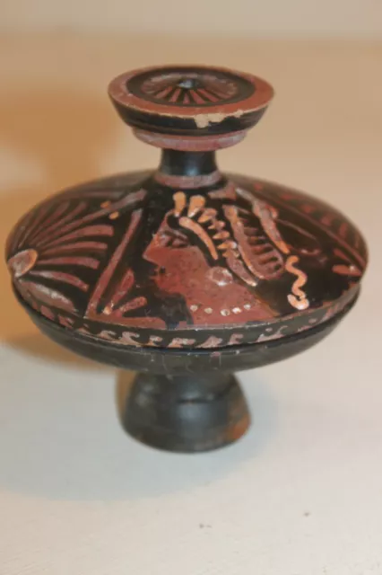 ANCIENT GREEK RED FIGURE POTTERY PYXIS 4th CENTURY BC