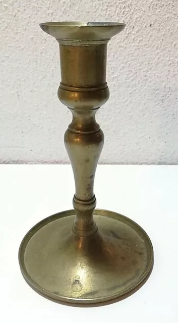 WUNDERSCHÖNER MASSIVER BIEDERMEIER KERZENLEUCHTER AUS MESSING 15,4 cm um 1820