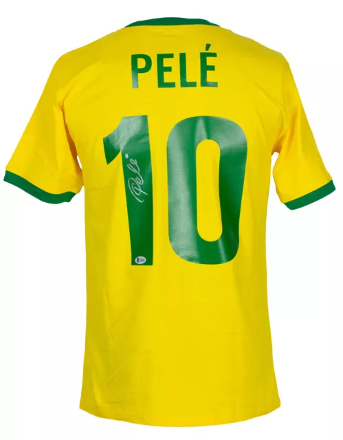 Pele Signed Yellow Brazil Soccer Jersey BAS