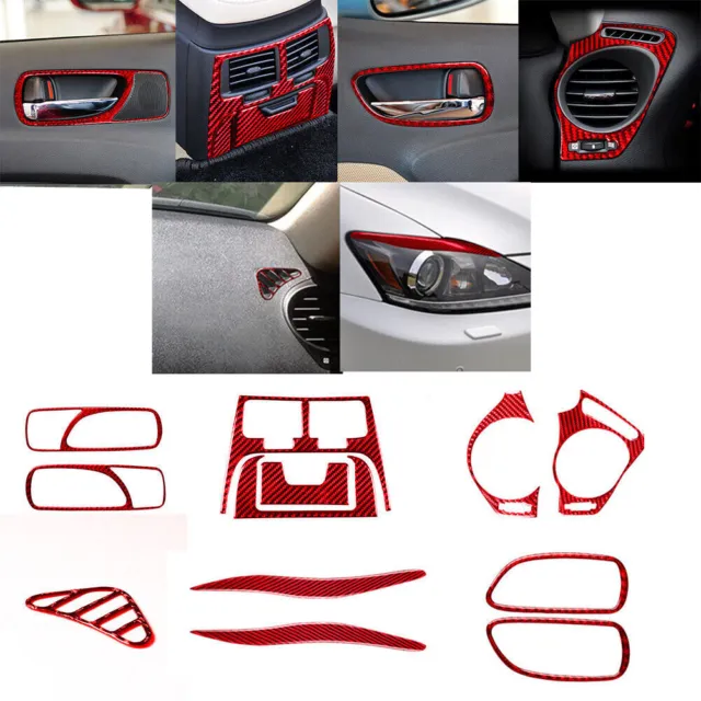 12Pcs Red Carbon Fiber Inner Full Set Cover Trim For Lexus IS250 IS350 2006-2012