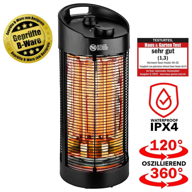 Infrarot Standheizstrahler Terassenstrahler oszillierend 1200 W 360 Grad