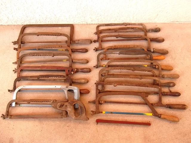 (n° 1)  outil ancien, gros lot de 18 scies à métaux, scie