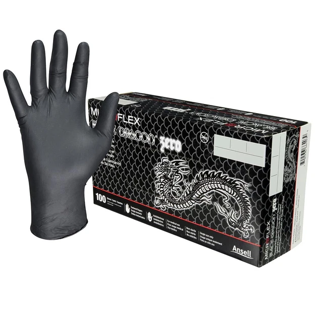 MICROFLEX BD1004NPFXL BLACK Dragon Zero PF Nitrile Exam Gloves X