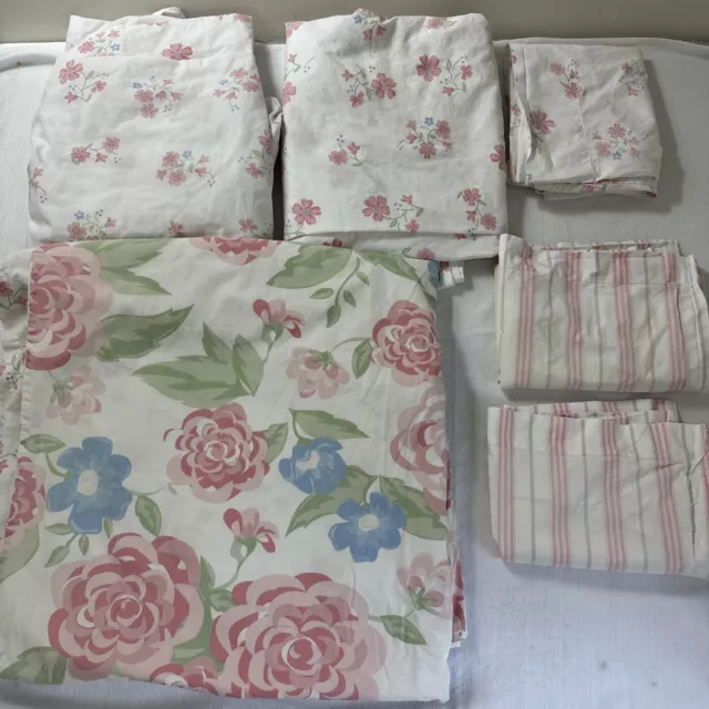 Pottery Barn Kids Floral  Full duvet Cover Shams Twin sheet set Blue Pink