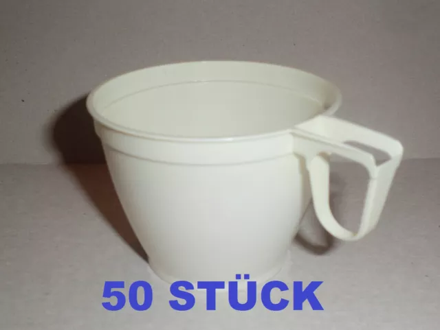 50 Kaffeebecher mit Henkel Kaffeetassen weiß 150ml Coffee Einweg Tassen Plastik